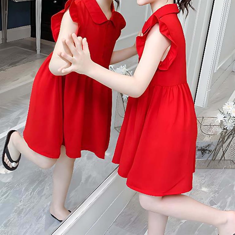 Girls Holiday Dresses Floral Birthday Girl Dress Kids Puffy Dress 5-6 Years