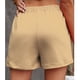 thumbnail image 3 of Pantalones cortos de mujer Pantalones elásticos de cintura alta con cordón Pantalones cortos de color puro Pantalones casuales de verano Caqui XL, 3 of 5