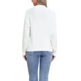 thumbnail image 3 of INSPIRE CHIC Women's Cable Pullover Sweaters Long Sleeve Woven Crewneck Knit Sweater M White, 3 of 6