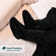 thumbnail image 4 of PAVILIA Fleece Blanket with Sleeves and Foot Pockets for Women Men Adult, Wearable Blanket Throw Wrap, Warm Cozy Extra Soft Sleep Hug Blanket with Feet, Gift for Women Mom (Black), 4 of 7
