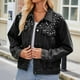 thumbnail image 1 of Abrigos y chaquetas de mezclilla de manga larga sin capucha para mujer, abrigos casuales con cuello vuelto, bolsillos, botones regulares, abrigos de mezclilla sin capucha, abrigos de manga larga para, 1 of 6