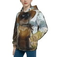 thumbnail image 2 of Picia Cat In Sun Hat Pattern Youth Hoodie - Warm Pullover Sweatshirt with Kangaroo Pocket, Ideal for Boys and Girls-Small, 2 of 6