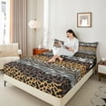 thumbnail image 4 of Castle Fairy Animal Leopard Cheetah Zebra Print Twin Sheet Sets 3pcs for Kids Teens Adults,Abstract Stripes Lines Twin Fitted Sheet Microfiber,Vintage Aesthetic Breathable Flat Sheet, 4 of 7