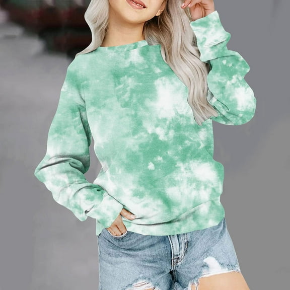 piuwrlz Hoodies for Girls Long Tops Sleeve Printed Hoodie Long Sleeves Without a Hat Sweater Green Size 1-2 Years