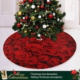 thumbnail image 6 of FMSHPON Natural Red Rose Xmas Christmas Tree Skirt Stand Mat for Holiday Party Decoration Indoor Outdoor 48 inches, 6 of 6