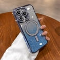 thumbnail image 2 of Magnetic Glitter Case for iPhone 16 Plus 6.7" [Compatible with MagSafe] Military-Grade Protection, Clear Cute Glitter Bling Cover Sparkle Diamond Camera Protector Cover for Women Girls, Blue, 2 of 6