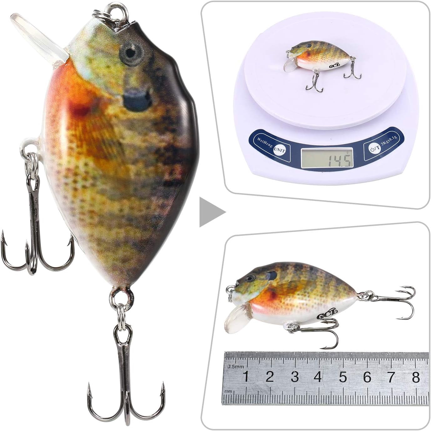 wobbler Fishing Lure, 5PCS Lures 6cm 15g Mini Wobbler Lure Artificial Hard Bait Crankbait with Tackle Box for Fish Bass - 5pcs