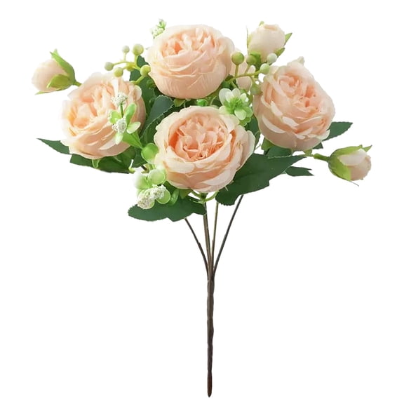 Artificial Peony Wedding Bouquet, Ongmies Small Rose & Persian Peony Artificial Flower Bundle: Ideal for Home & Wedding Bouquet Decorations, Indoor Fake Bouquet