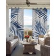 thumbnail image 6 of Navy Palm Leaves Blackout Curtains Light Blocking Print Window Curtains, Summer Tropical Botanical Leaf Gray Thermal Insulated Window Drapes for Living Room Kitchen Cafe (2 Panels, 104"W x 84"L), 6 of 8