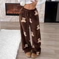 thumbnail image 2 of HBGVBA Womens Plush Fleece Pajama Pants,Bear Print Fuzzy Sleep Pant Drawstring Elastic Waist Warm Cozy Wide Leg Loungewear Trousers, 2 of 5