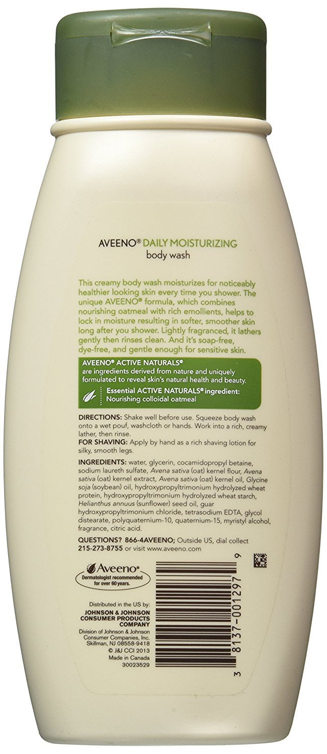 Aveeno Active Naturals Daily Moisturizing Body Wash with Natural Oatmeal, 18 Ounce (Pack of 3)