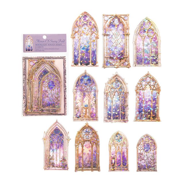 10 pegatinas holográficas Sincero para álbumes de recortes en color morado