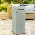 thumbnail image 4 of happimess Darla 14.27-Gallon All-Weather Wicker/Metal Swing Top Hideaway Outdoor Trash Can for Package Delivery, Patio Furniture, Cushions, Gardening Tools, Pool Supplies, Mint Blue/White, HPM1201C, 4 of 9