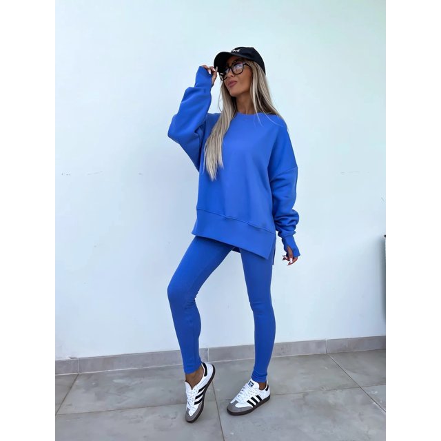 Primavera Verano 2024 camisa nueva casual suéter holgado pantalones ajustados conjuntos de traje de 2 piezas para mujeres conjuntos de pantalones de 2 piezas