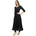 thumbnail image 5 of Bimba Women's Classy Long Designer Flared Black Anarkali Mirror Work Kurta-26, 5 of 9