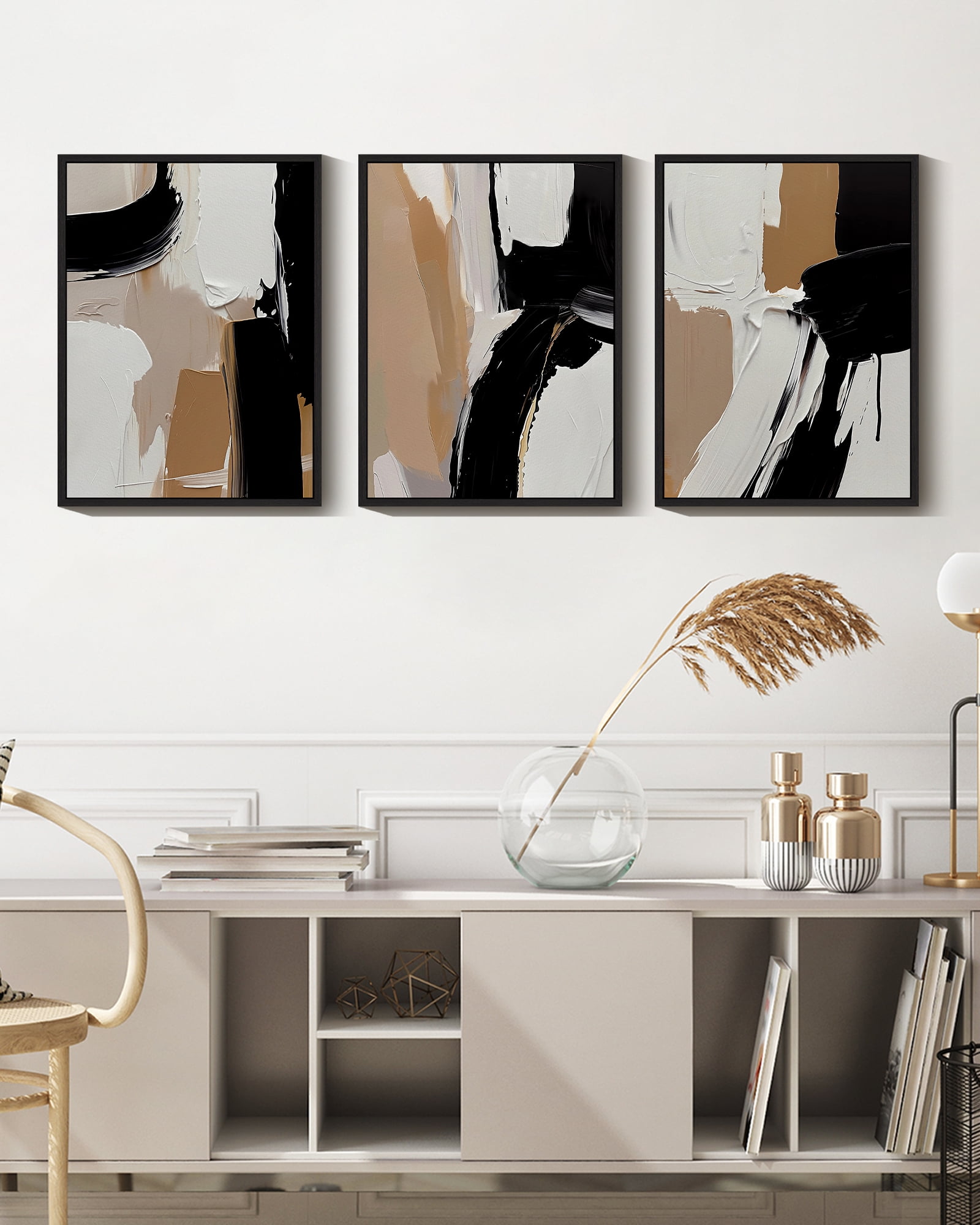 Drsoum Abstract Wall Picture Minimalism Wall Decor for Bathroom living room Office 11x14in3pcs Black Framed