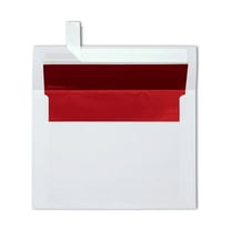 LUXPaper A7 Foil Lined Envelopes, 5 1/4 x 7 1/4, Peel & Press, 60 lb. White w/ Red Lining, 50 Pack