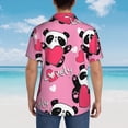 thumbnail image 6 of Bixox Men's Hawaiian Shirts Men's Panda Heart Valentine Pink Print Short-Sleeve Shirt-X-Large, 6 of 8