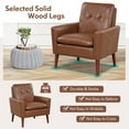 thumbnail image 5 of Spaco Modern PU Leather Accent Chair with Solid Wood Legs-Brown, Modern Mid-Century Upholstered Living Room Chair, 5 of 7