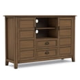 thumbnail image 2 of Simpli Home Burlington 54 inch Wide Solid Wood Tall TV Stand in Rustic Natural Aged Brown For TVs up to 60 inches, 2 of 9