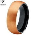 thumbnail image 2 of Tioneer Two Tone Dome Tungsten Carbide Ring w/ Rose Gold Brushed Outside Black IP High Polished Inside in 8mm 6mm 4mm Comfort Fit for Men Women w/ Free Engraving Options, 2 of 3