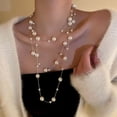 thumbnail image 4 of LYMAYTER Metal Necklace Ladies' Multi - layer Faux Pearl Sweater Necklace - Lightweight, 4 of 7