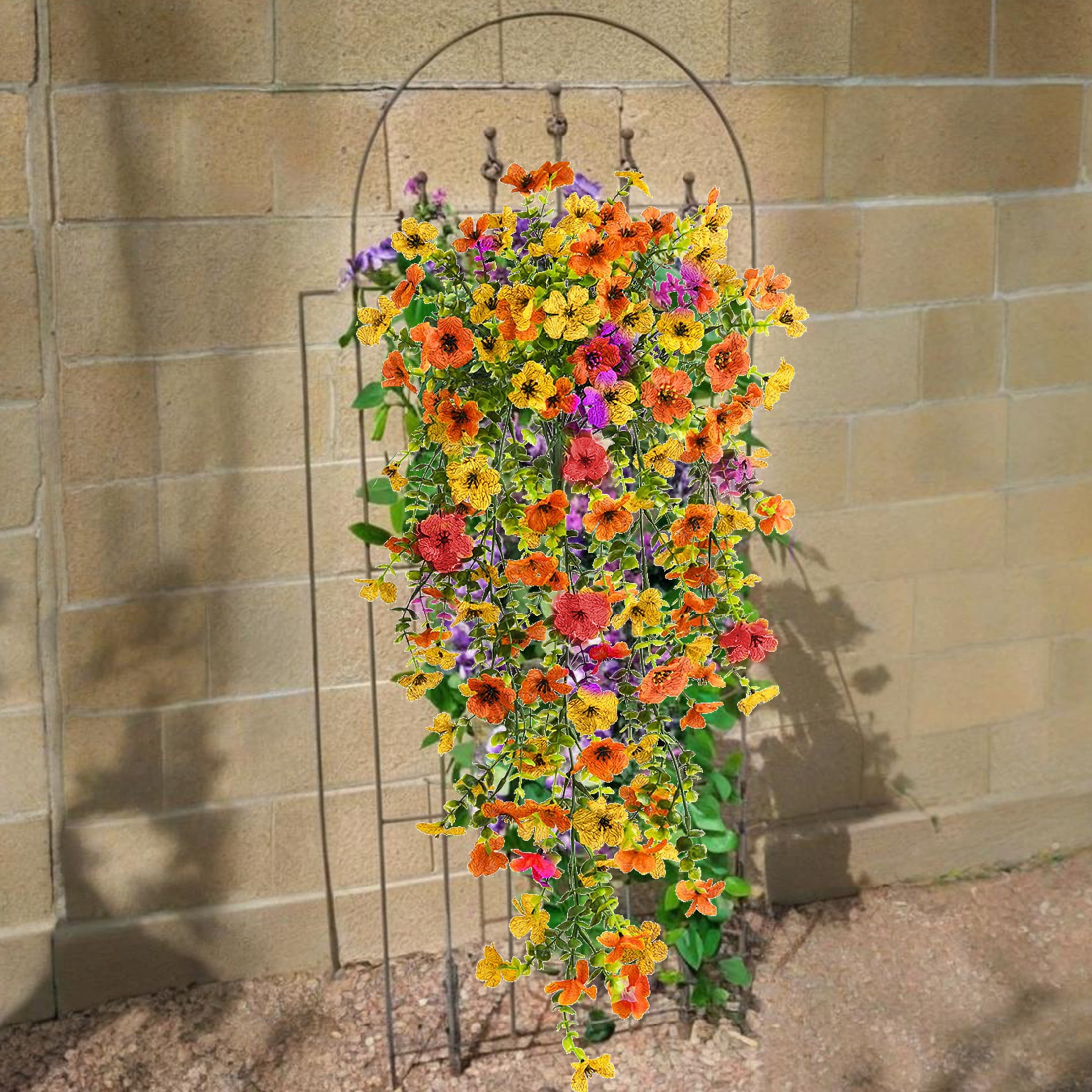 VVYXX 6 Pcs Artificial Hanging Flowers Outdoor Summer Fall Decor UV Resistant Fake Flower Plant Outside Garden Porch Patio Wedding Decor,Multicolor