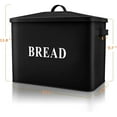 thumbnail image 4 of Bread Box for Kitchen Countertop, VeSteel Black Metal Bread Bin Holder for Modern Farmhouse Decor, Extra Large & High Capacity Storage Container - 13" x 9.8" x 7.3" - Holds 2+ Loaves, Vintage Style, 4 of 7