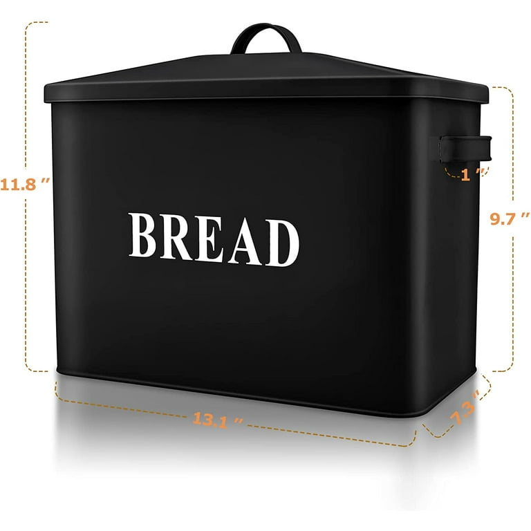 Black Metal Bread Box with Lid, 11.8 Black Metal Bread Box with Lid, 11.8