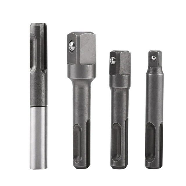 Juego de adaptadores de taladro a dado, vástago SDS Plus a adaptador de dado hexagonal de 1/4" y conector de extensión de broca cuadrada de 1/4"3/8"1/2" para taladros y brocas Juego de adaptadores de