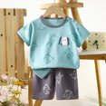 thumbnail image 2 of KPOPLK Toddler Boy Clothes Little Baby Boys Outfits 2PCS Summer Short Sleeve With Pants Clothing Set(2-3 Years,Blue), 2 of 4