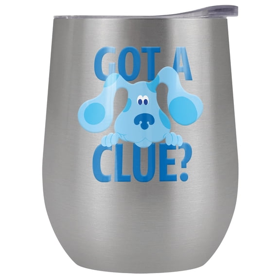 Blues Clues Official Get A Clue 12 oz Stemless Tumbler, Stainless Steel Travel Cup|Lake Tumbler|Insulated with Leak Resistant Slide-Lock Lid