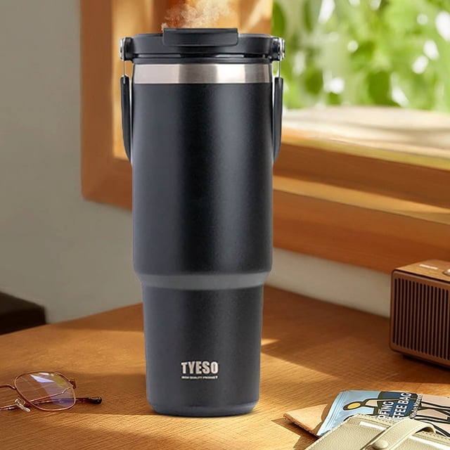 Taza de viaje de 900ML, aislamiento de doble capa de acero inoxidable para trabajo, campo, Fitness