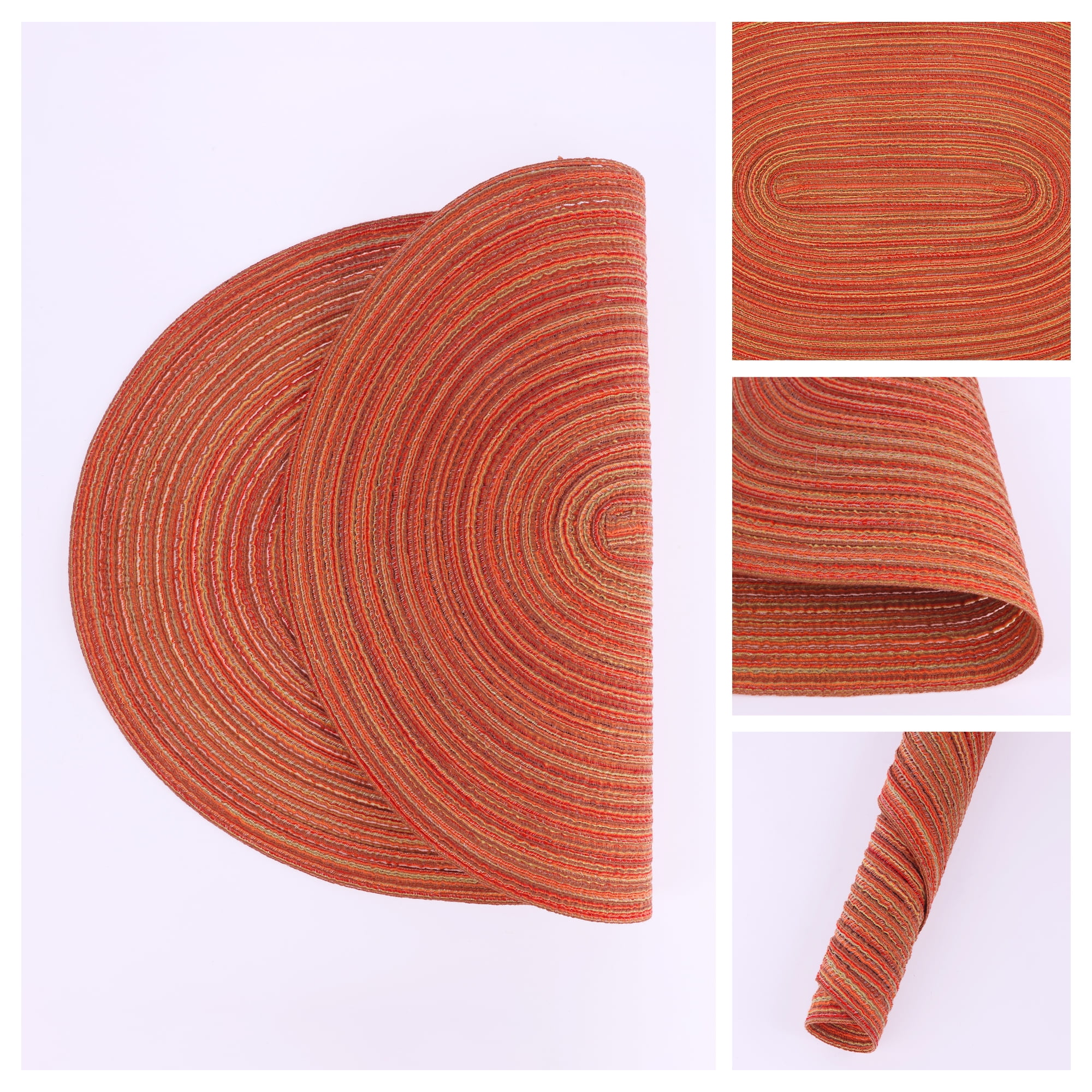 Unique Bargains Farmhouse Placemats Oval Placemats for Dining Table 6pk Orange 19.7x14Inch