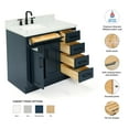 thumbnail image 2 of Ariel Hepburn 37 In. Left Offset Rectangle Sink Vanity With 1.5 In. Carrara White Countertop In Midnight Blue, 2 of 9