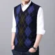 thumbnail image 5 of Nueva marca de moda, suéter sin mangas, jersey para hombre, chaleco con cuello en V, jerséis ajustados, patrones de tejido, ropa informal de otoño para hombres, 5 of 5