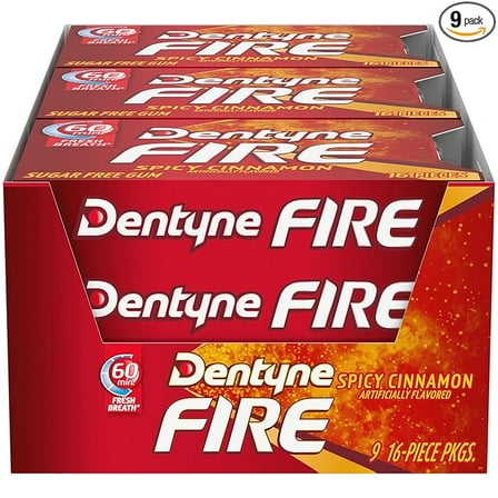 Dentyne Fire Spicy Cinnamon Sugar Free Gum, 16 Pieces