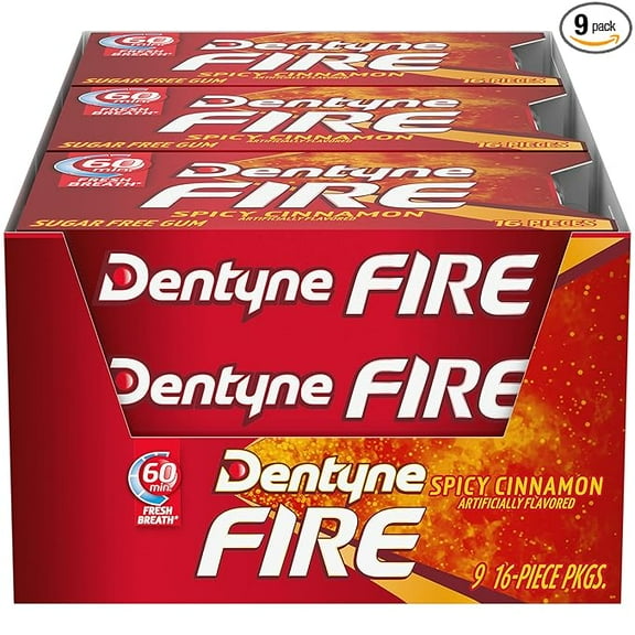 Dentyne Fire Spicy Cinnamon Sugar Free Gum, 16 Pieces
