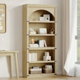 thumbnail image 4 of AOILE 68.7" Farmhouse Arched Bookcase, 5-Tier Wooden Bookshelf with Arch Design and Wooden Base, Rustic Vintage Display Shelf for Living Room, Office, Library, 4 of 9