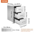 thumbnail image 3 of Flush Mount Triple Access BBQ Drawers, Stainless Steel Outdoor Kitchen Drawer 16" W x 28.5" H x 20.5" D with Handle, for BBQ Island & Patio Grill Station, 3 of 11