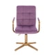thumbnail image 2 of Silla para tocador Euroluce Contemporary Design Terciopelo Purpura giratorio con brazos estructura cromo dorado base de cruz Altura ajustable, 2 of 4