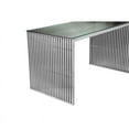 thumbnail image 4 of Pangea Home Lux 59" Modern Brushed Steel Metal and Glass Desk in Silver, 4 of 4