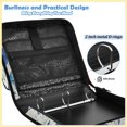 thumbnail image 4 of Zipper Binder with Shoulder Strap 2 inch 3 Ring Waterproof File Folder Organizer Bag 500 Sheet Blue Butterfly and Flower, 4 of 8
