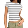 thumbnail image 2 of Xuyuer Print Fitted Pencil Top - Women's Casual Unstructured Round Neck Short Sleeve Shirt Matching Set for Office Chic Ensembles, Dinner Date Nights & Modern Separates Wardrobe Styling, 2 of 5