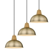3-PACK, 10.2 inch Brass Pendant Light Fixtures Vintage Brass Pendant Lighting for Kitchen Island Hammered Metal Shade Industrial Hanging Lamp