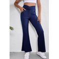 thumbnail image 4 of Women's Dusk Blue High Waist Flare Jeans with Crossed Waist - [ZhiHiMeRi] | (US 20-22)2XL, 4 of 12