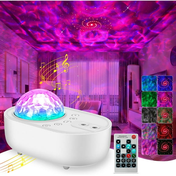 Veilleuse Projecteur Étoile, Galaxie Projecteur Lumière, Haut-parleur Bluetooth intégré, Minuterie avec Télécommande, Projecteur Ciel Étoilé pour Enfants Adultes Cadeau Fête Chambre Décoration