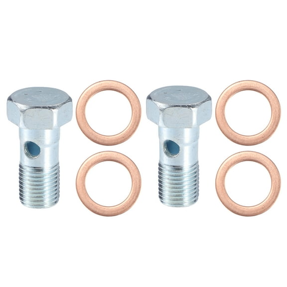 Unique Bargains 2 Set M12x1.25 32mm Length Motorcycle Hollow Bolt Screws with Washers Brake Hollow Screws Metric Thread