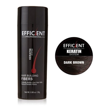 EFFICIENT Keratin Hair Building Fibers, Hair Loss Concealer Net Wt. 28gm / 0.98 oz (Dark Brown)