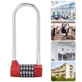 thumbnail image 3 of Zinc Alloy U shape Combination Digit Password Code Lock Extra Long Cabinet Door Padlock, 3 of 9